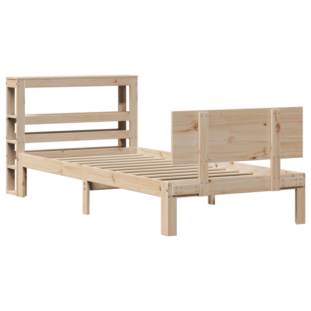 vidaXL Estructura de cama con cabecero madera maciza pino 75x190 cm