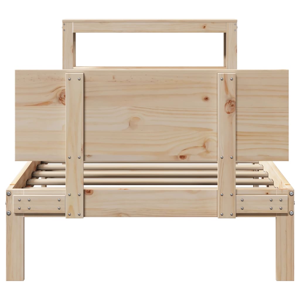 vidaXL Estructura de cama con cabecero madera maciza pino 75x190 cm