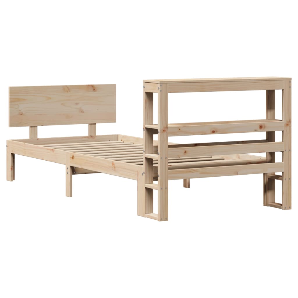 vidaXL Estructura de cama con cabecero madera maciza pino 75x190 cm