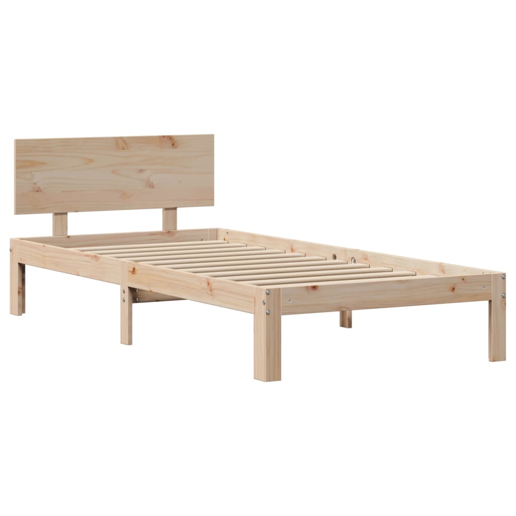 vidaXL Estructura de cama con cabecero madera maciza pino 75x190 cm