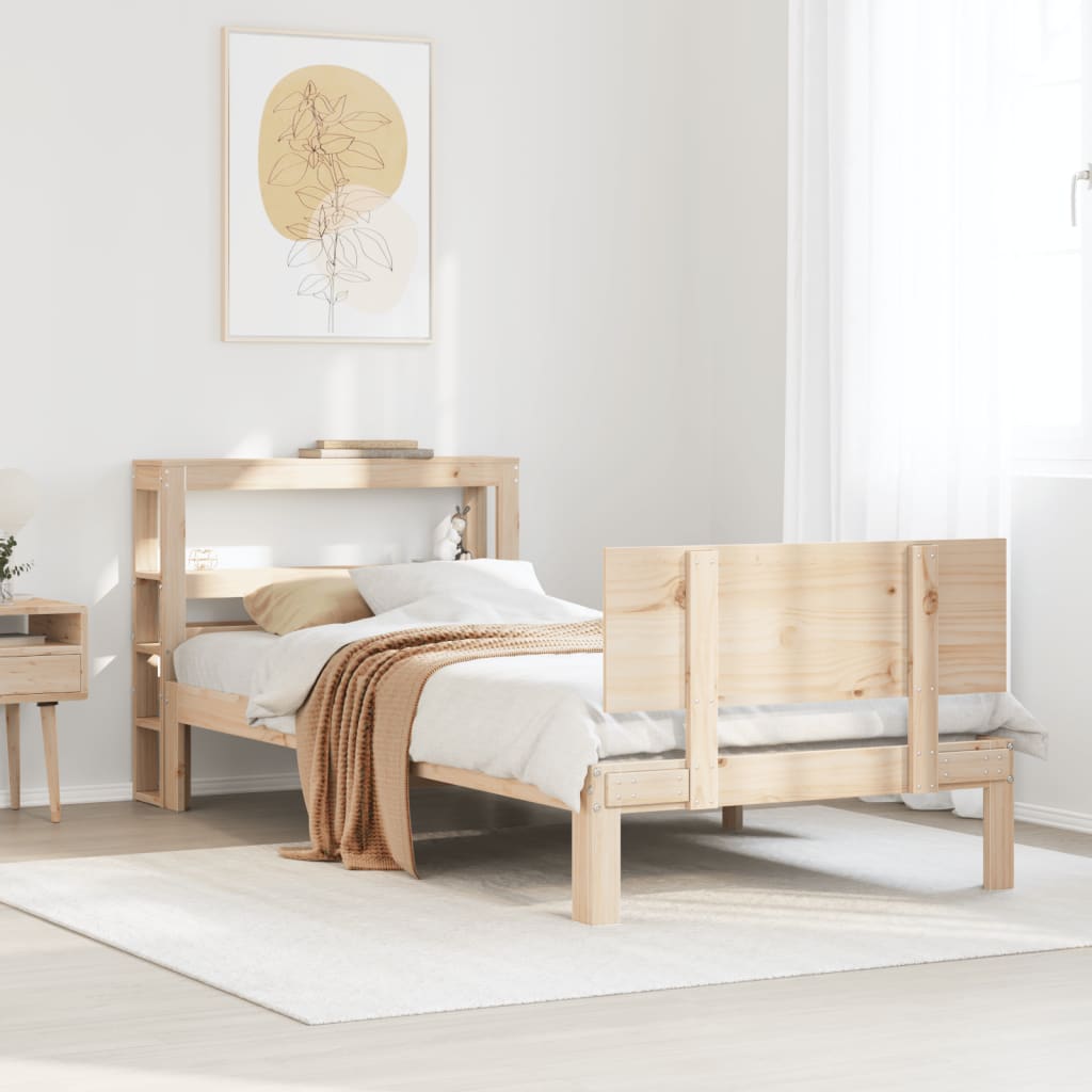 vidaXL Estructura de cama con cabecero madera maciza pino 75x190 cm