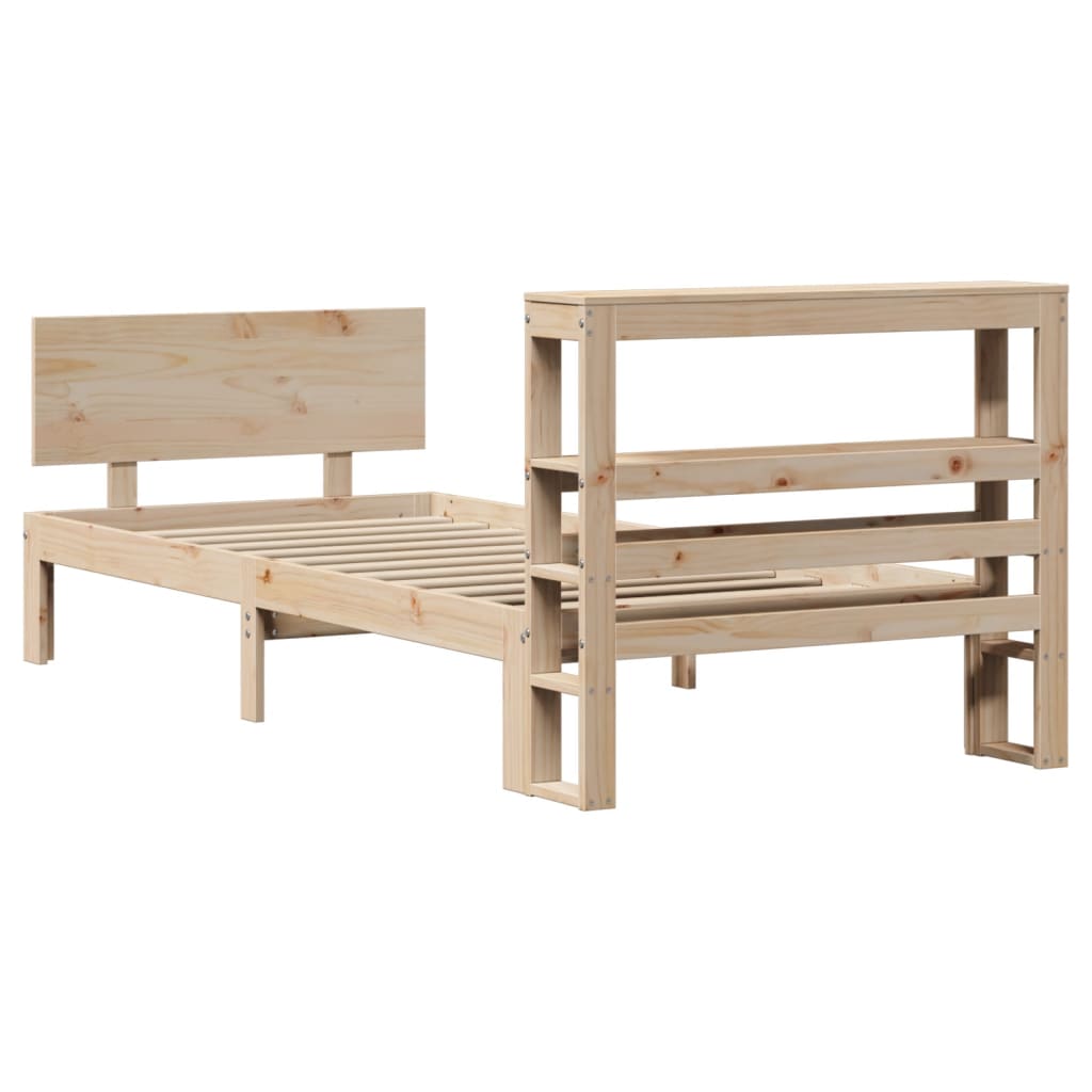 vidaXL Estructura de cama con cabecero madera maciza pino 90x190 cm