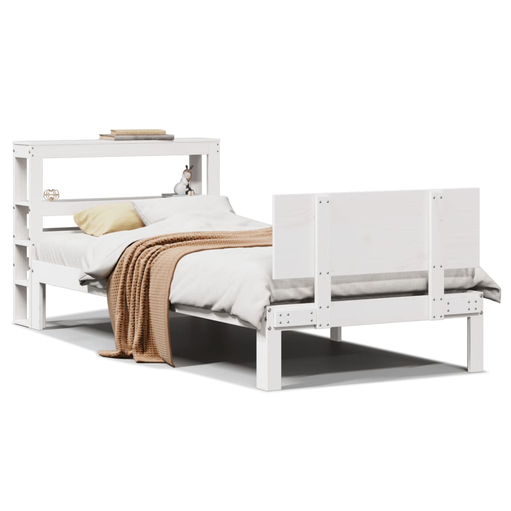 vidaXL Estructura de cama con cabecero sin colchón blanco 90x190 cm