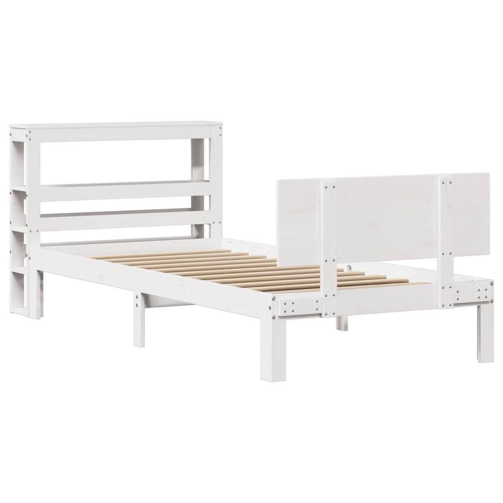 vidaXL Estructura de cama con cabecero sin colchón blanco 90x190 cm