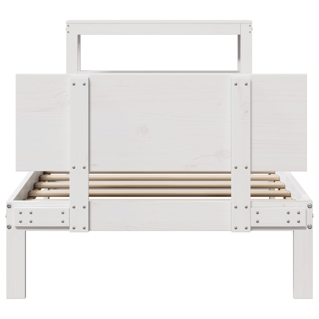 vidaXL Estructura de cama con cabecero sin colchón blanco 90x190 cm