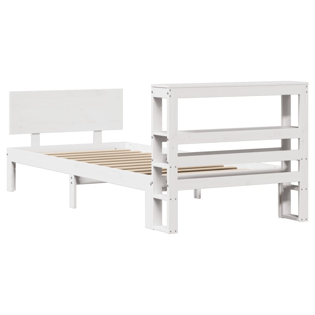 vidaXL Estructura de cama con cabecero sin colchón blanco 90x190 cm