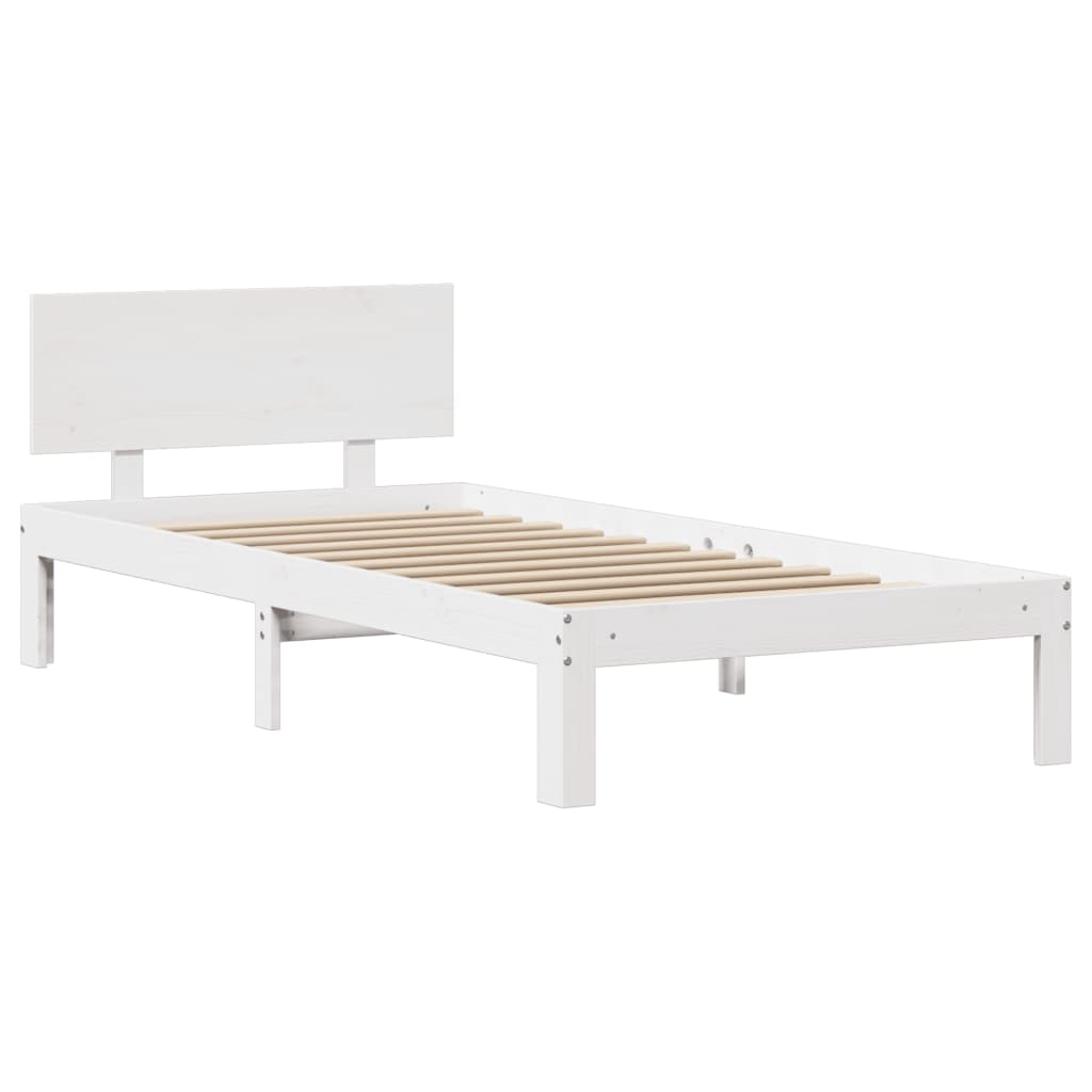 vidaXL Estructura de cama con cabecero sin colchón blanco 90x190 cm