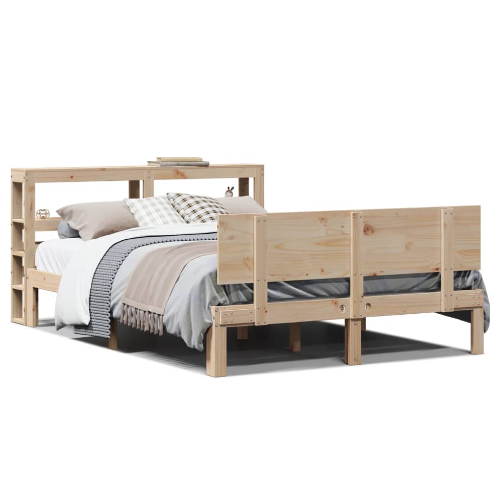 vidaXL Estructura de cama con cabecero madera maciza pino 120x190 cm