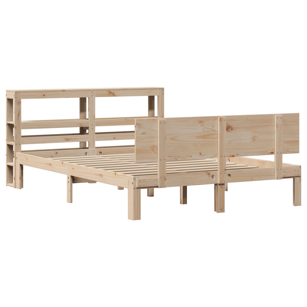 vidaXL Estructura de cama con cabecero madera maciza pino 120x190 cm