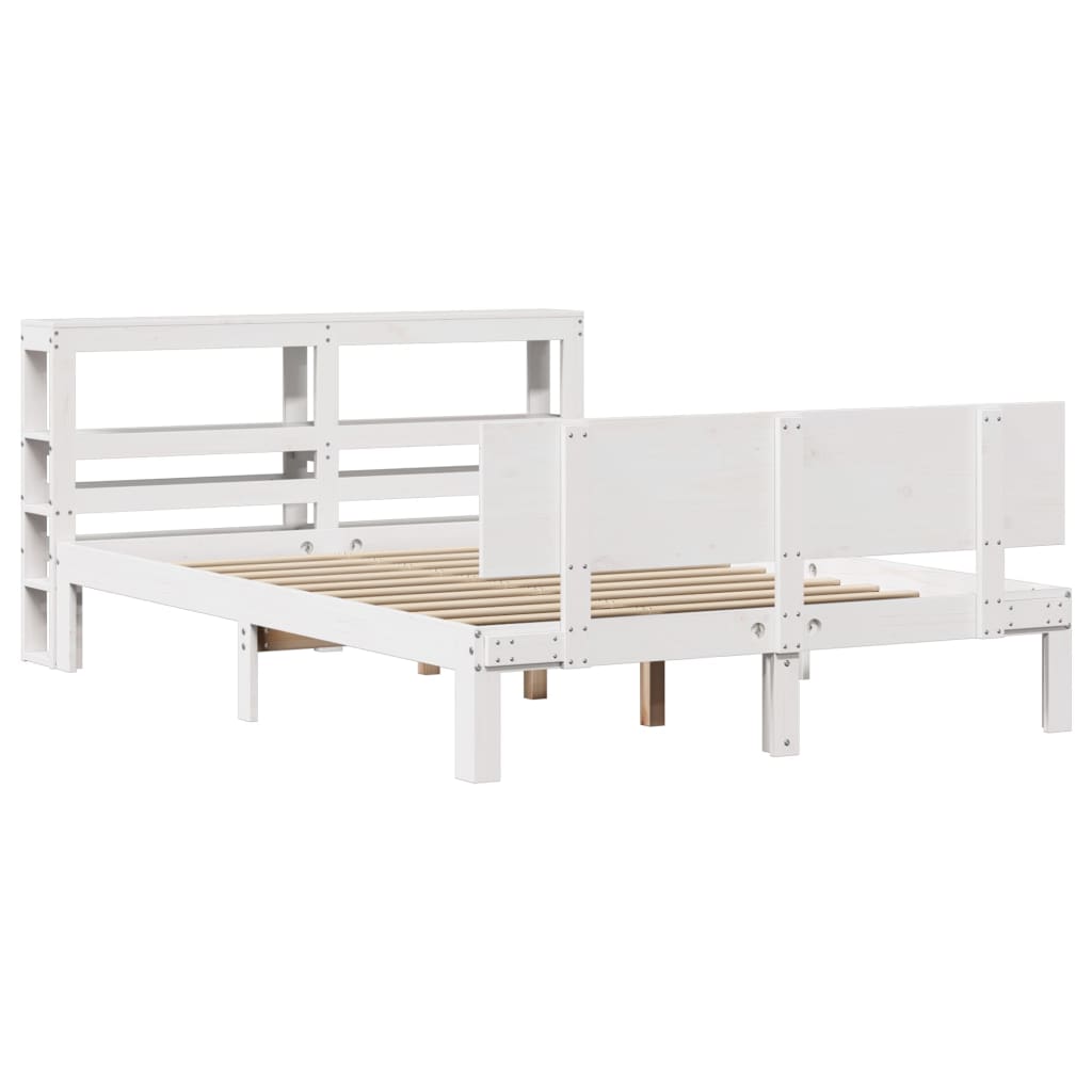 vidaXL Estructura de cama con cabecero madera pino blanco 120x190 cm