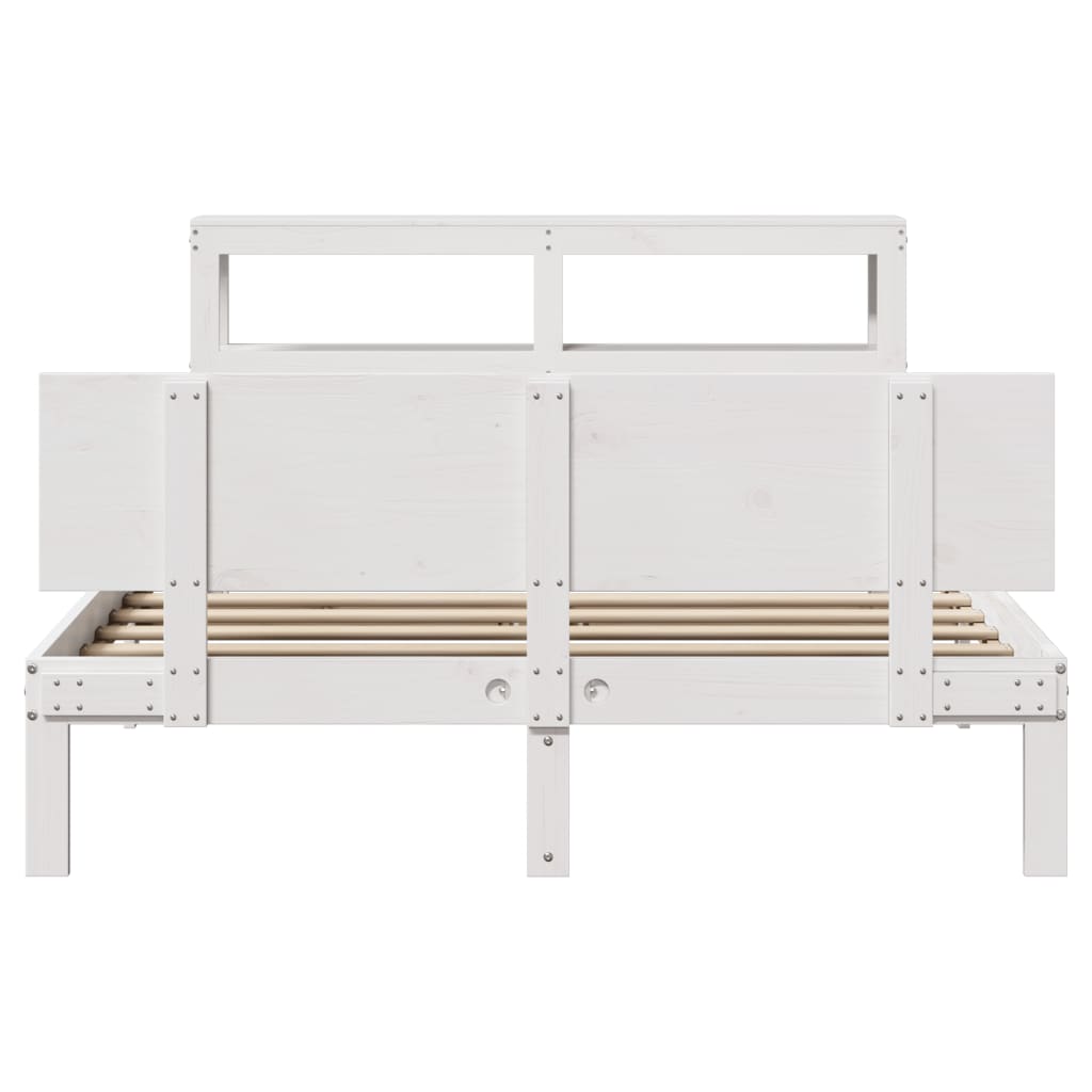 vidaXL Estructura de cama con cabecero madera pino blanco 120x190 cm