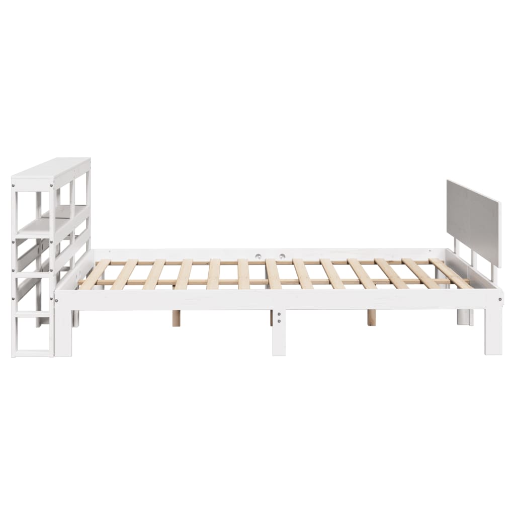 vidaXL Estructura de cama con cabecero madera pino blanco 120x190 cm