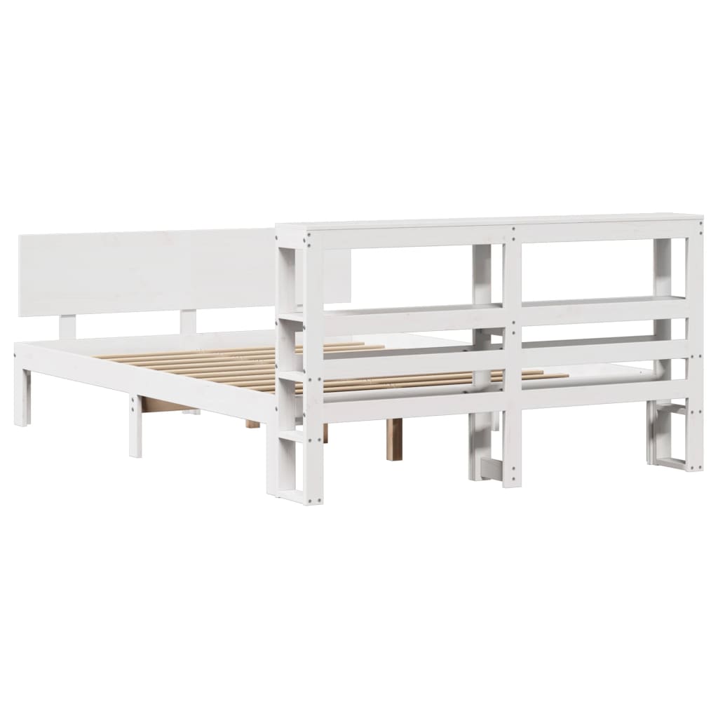 vidaXL Estructura de cama con cabecero madera pino blanco 120x190 cm