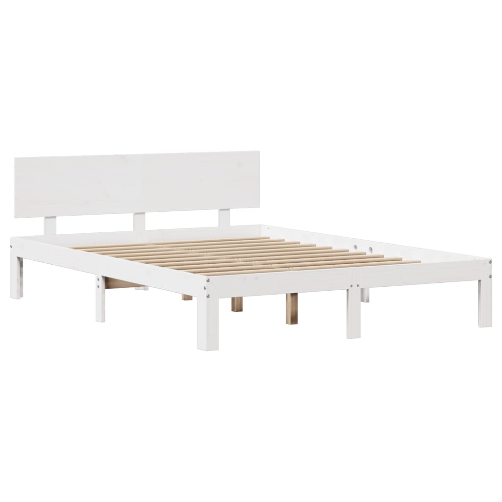 vidaXL Estructura de cama con cabecero madera pino blanco 120x190 cm