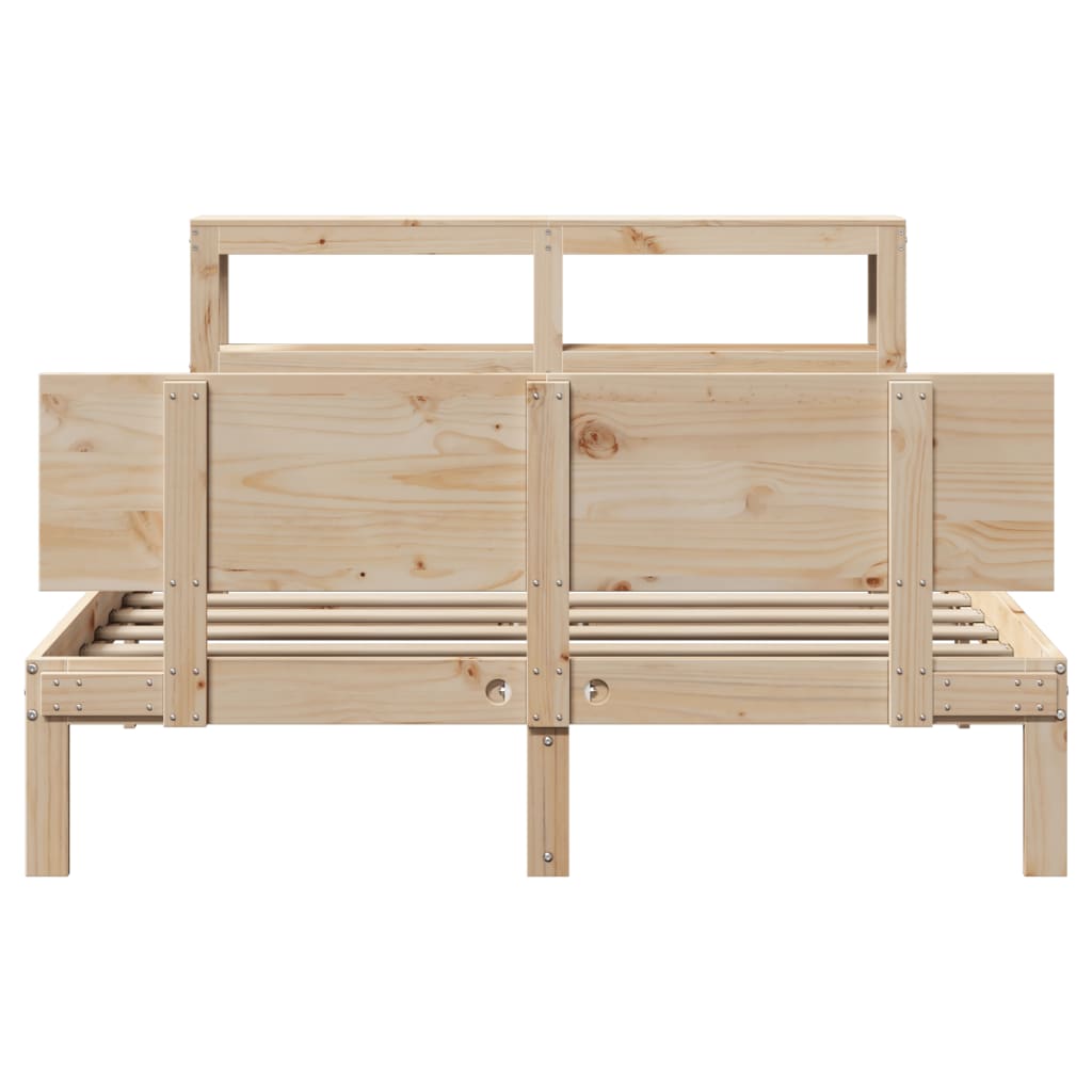 vidaXL Estructura de cama con cabecero madera maciza pino 135x190 cm