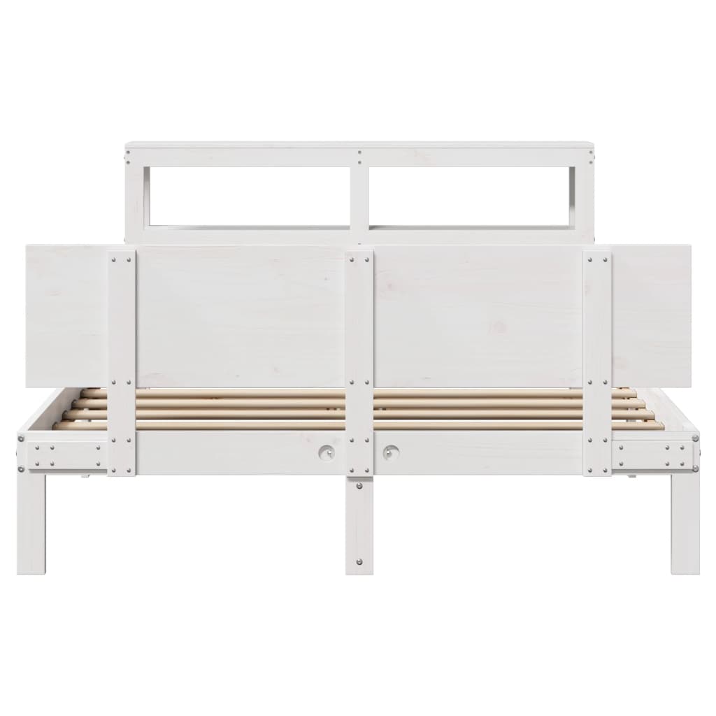 vidaXL Estructura de cama con cabecero madera pino blanco 135x190 cm