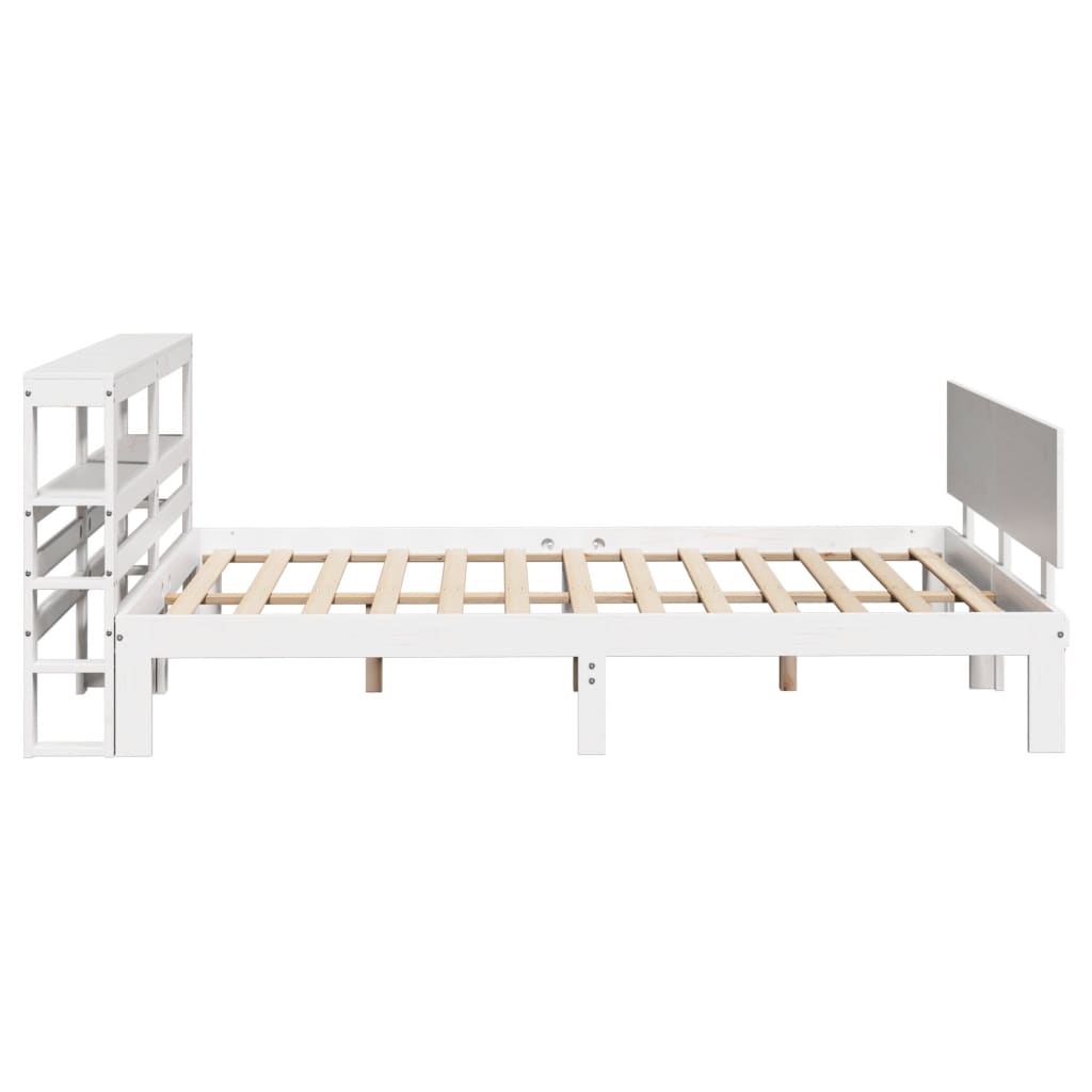 vidaXL Estructura de cama con cabecero madera pino blanco 135x190 cm