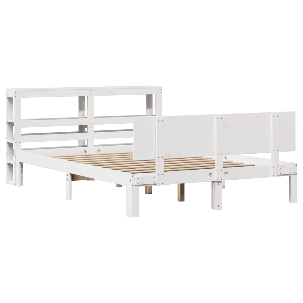 vidaXL Estructura de cama con cabecero sin colchón blanco 140x190 cm