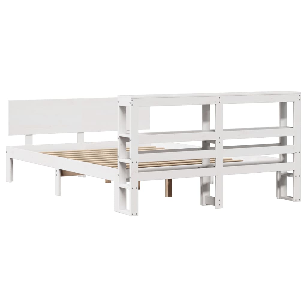 vidaXL Estructura de cama con cabecero sin colchón blanco 140x190 cm