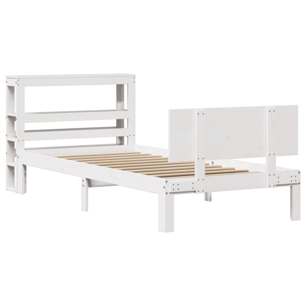 vidaXL Estructura de cama con cabecero sin colchón blanco 90x200 cm