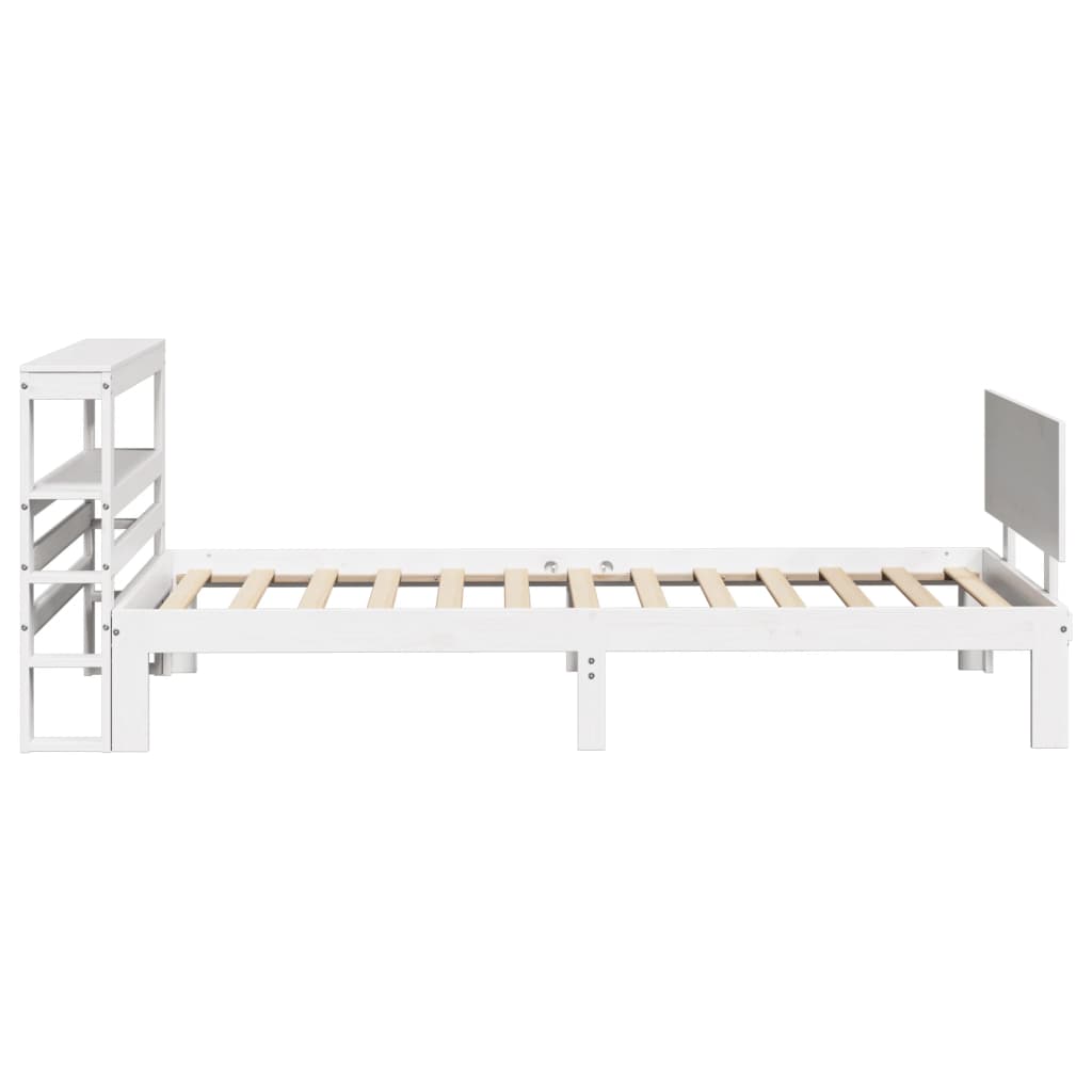 vidaXL Estructura de cama con cabecero sin colchón blanco 90x200 cm