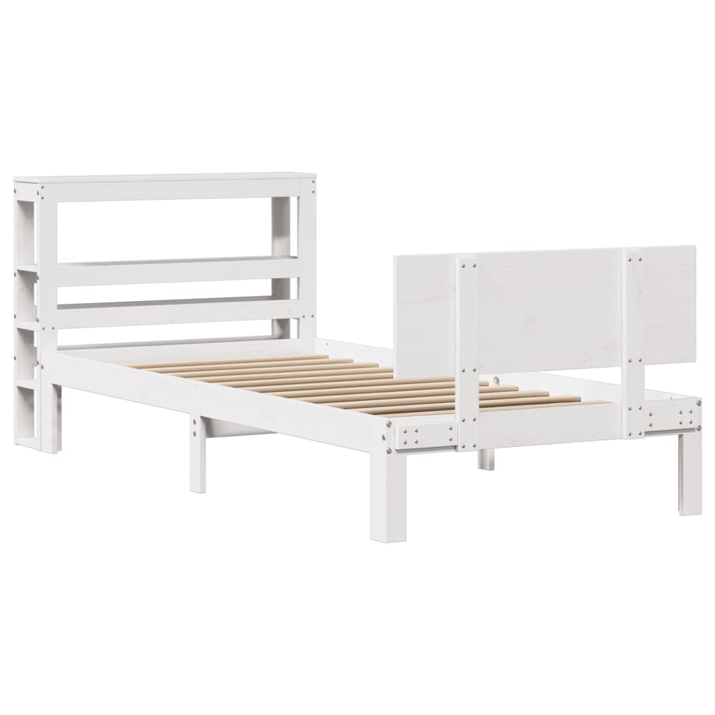 vidaXL Estructura de cama con cabecero sin colchón blanco 100x200 cm