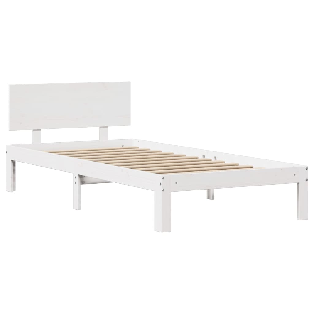 vidaXL Estructura de cama con cabecero sin colchón blanco 100x200 cm