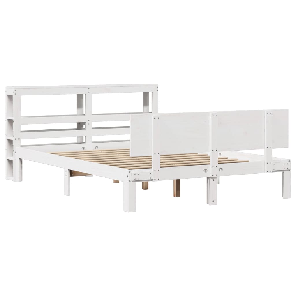 vidaXL Estructura de cama con cabecero madera de pino blanco 150x200cm