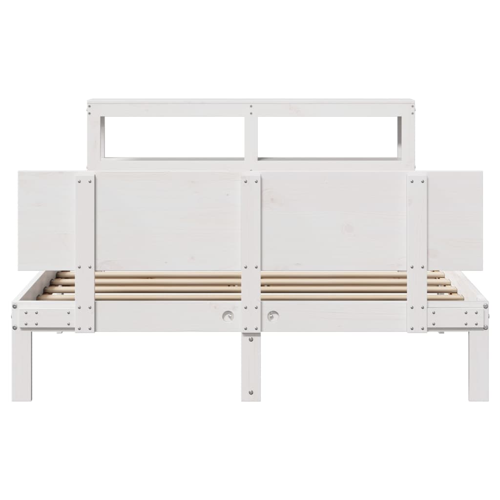 vidaXL Estructura de cama con cabecero madera de pino blanco 150x200cm