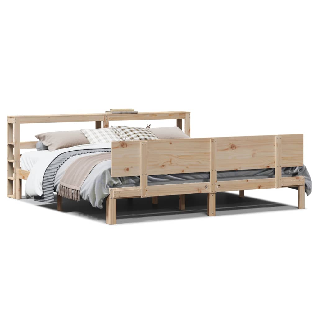 vidaXL Estructura de cama con cabecero madera maciza pino 180x200 cm