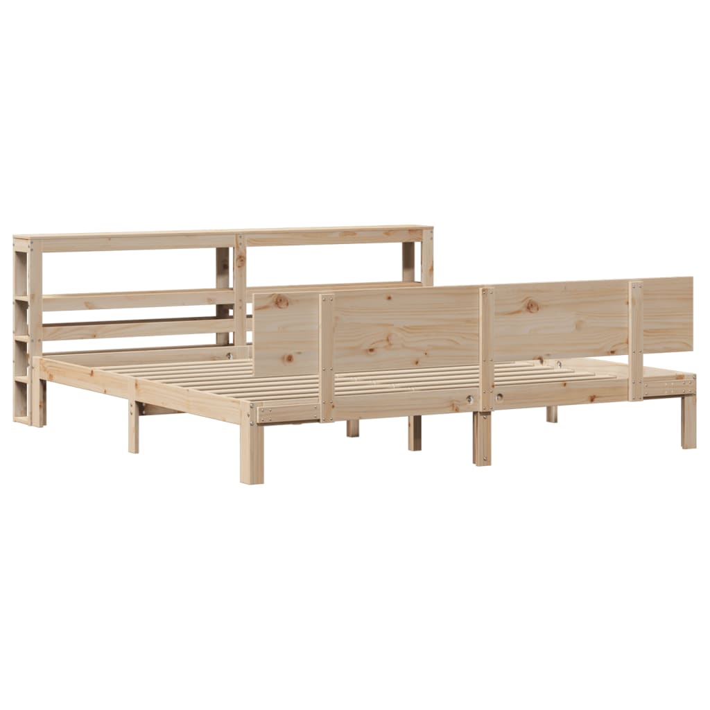 vidaXL Estructura de cama con cabecero madera maciza pino 180x200 cm