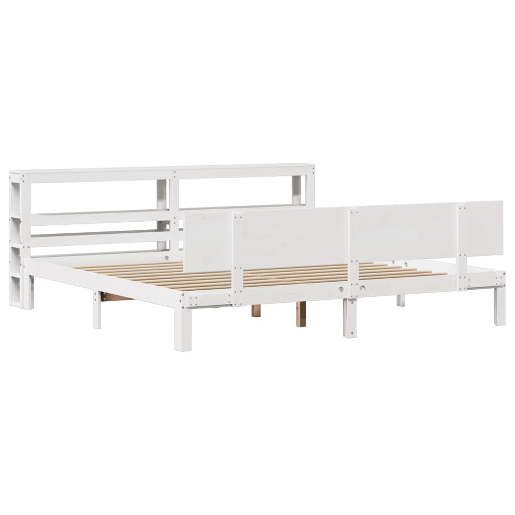 vidaXL Estructura de cama con cabecero sin colchón blanco 180x200 cm