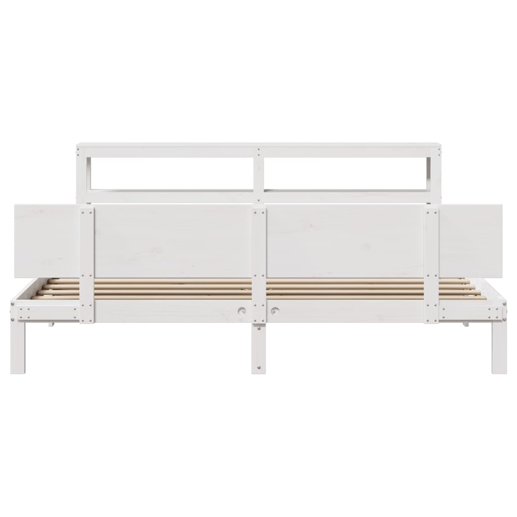 vidaXL Estructura de cama con cabecero sin colchón blanco 180x200 cm