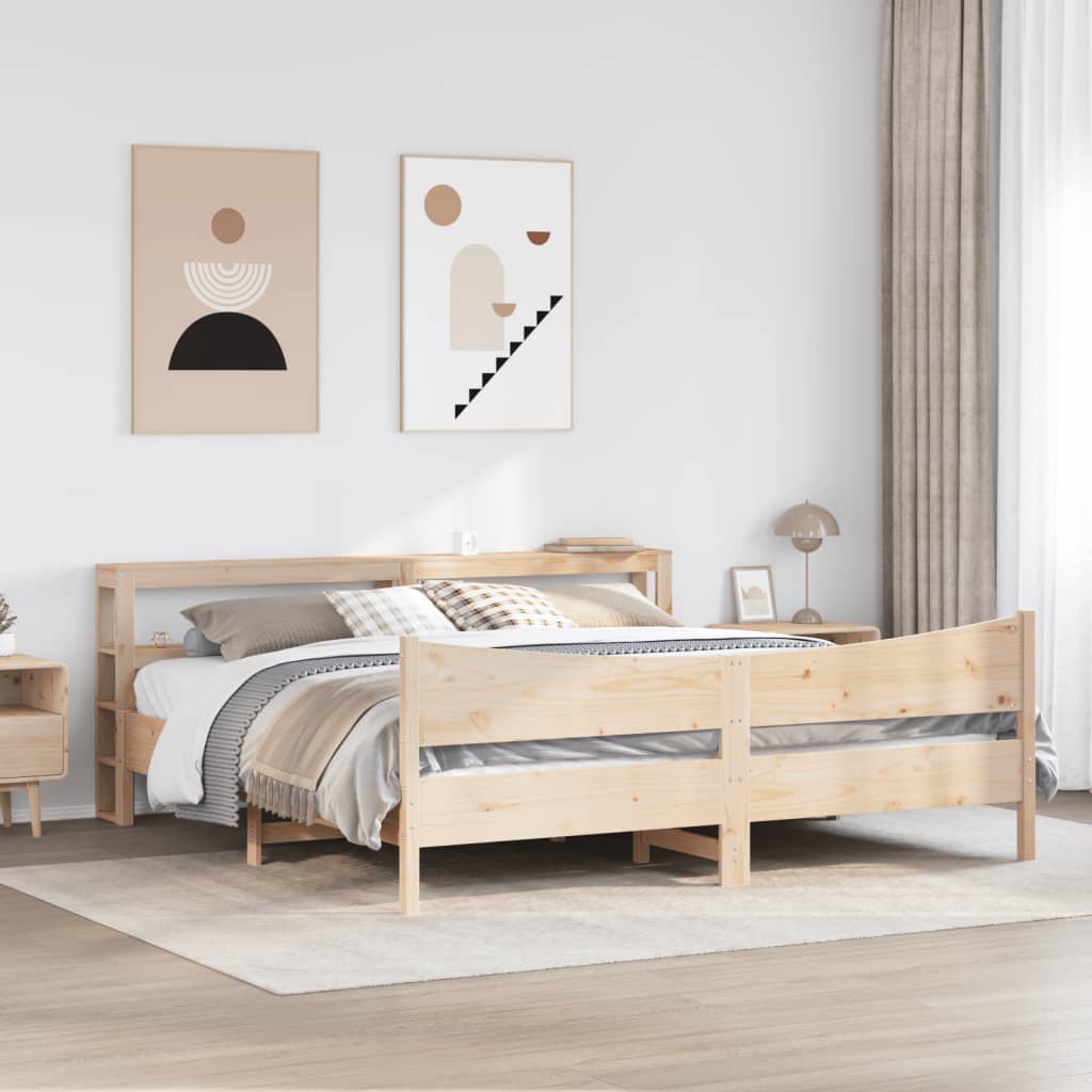 vidaXL Estructura de cama con cabecero madera maciza de pino 200x200cm