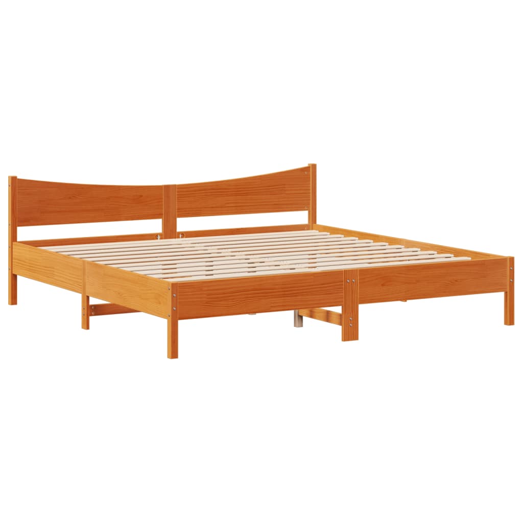 vidaXL Estructura cama con cabecero madera pino marrón cera 200x200 cm