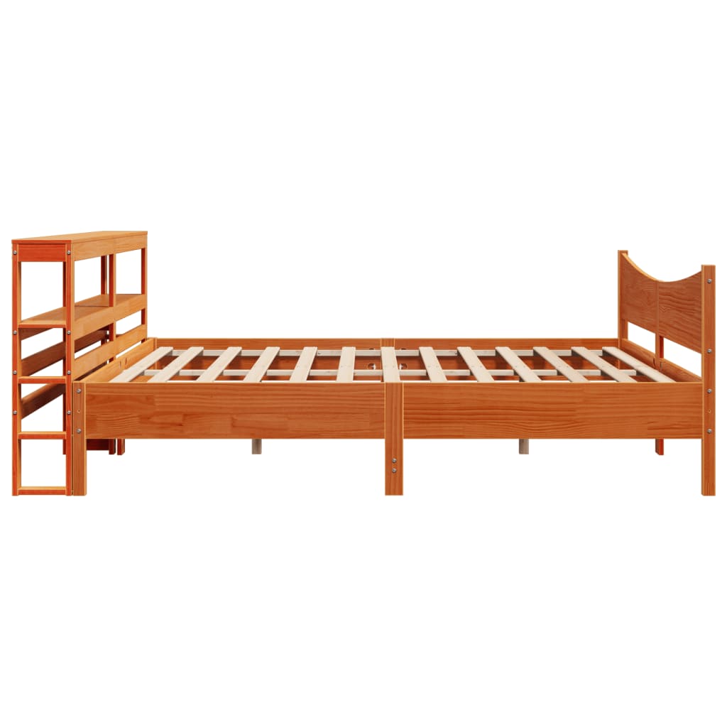 vidaXL Estructura cama con cabecero madera pino marrón cera 200x200 cm