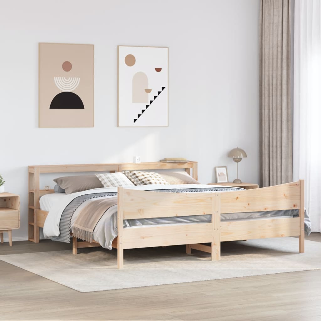 vidaXL Estructura de cama con cabecero madera maciza pino 180x200 cm