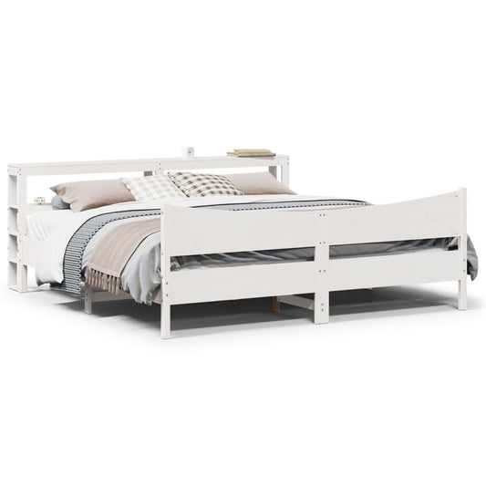 vidaXL Estructura cama cabecero madera maciza pino blanco 180x200 cm