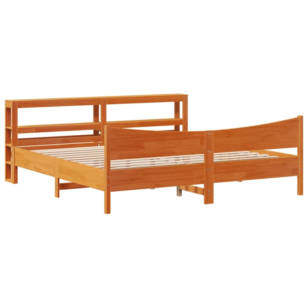 vidaXL Estructura cama con cabecero madera pino marrón cera 180x200 cm