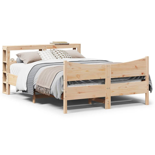 vidaXL Estructura de cama con cabecero madera maciza pino 160x200 cm