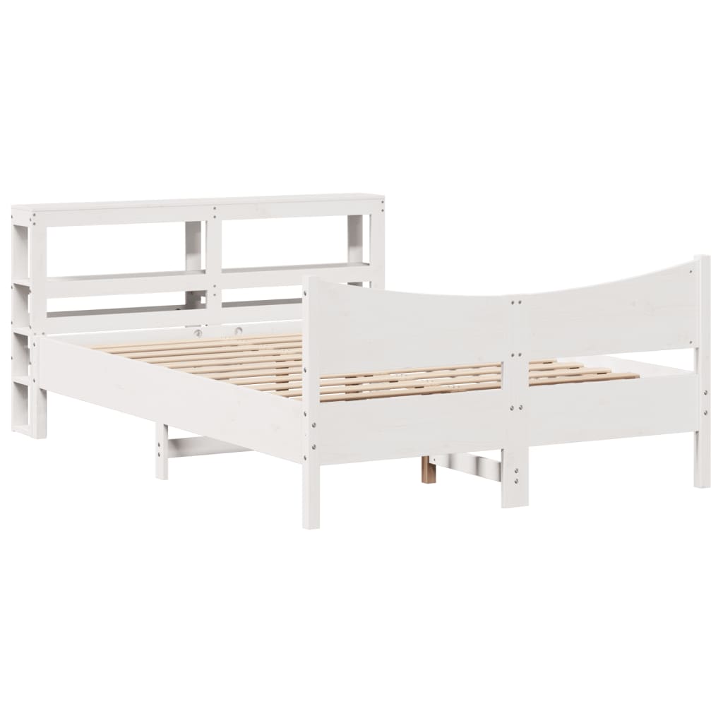 vidaXL Estructura de cama con cabecero madera pino blanco 160x200 cm