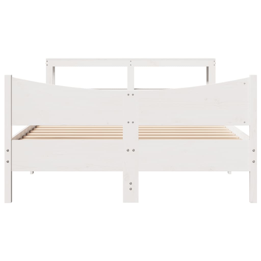 vidaXL Estructura de cama con cabecero madera pino blanco 160x200 cm