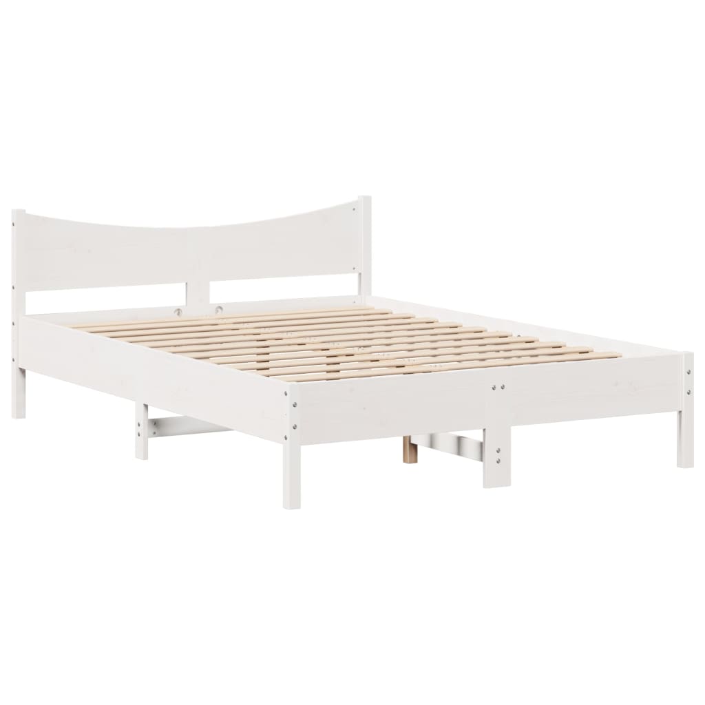 vidaXL Estructura de cama con cabecero madera pino blanco 160x200 cm