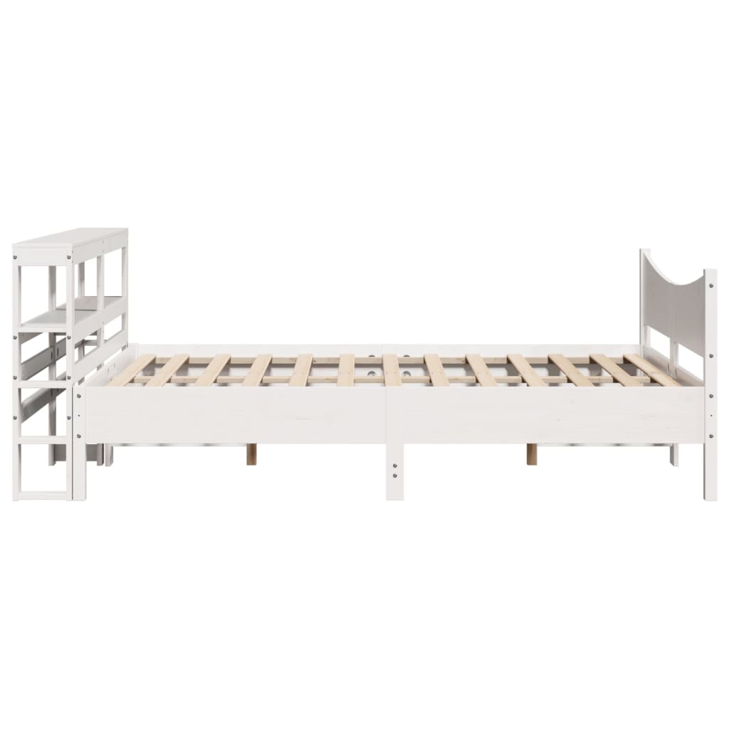 vidaXL Estructura de cama con cabecero madera pino blanco 160x200 cm