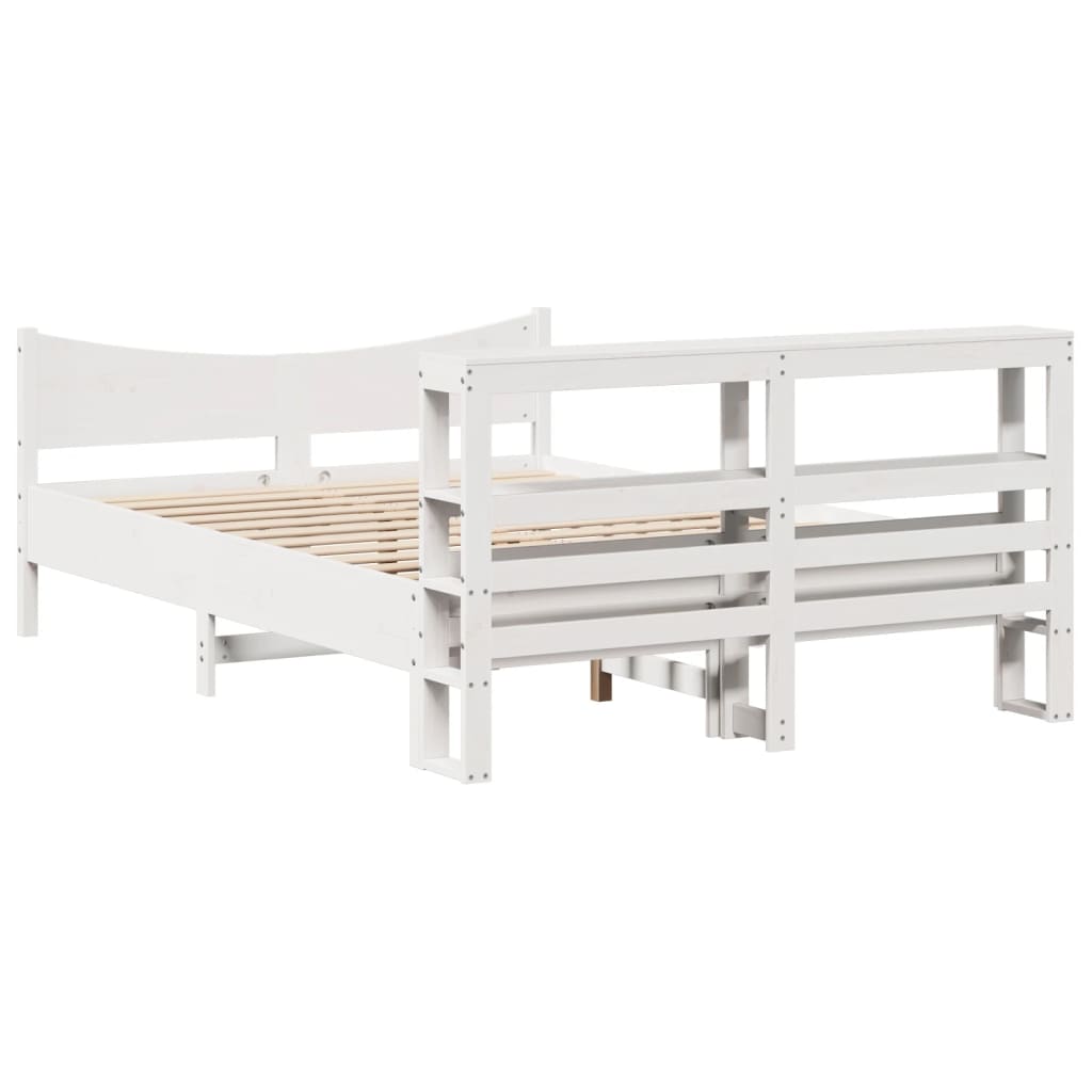 vidaXL Estructura de cama con cabecero madera pino blanco 160x200 cm