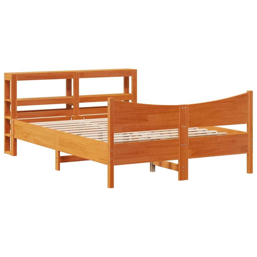 vidaXL Estructura cama con cabecero madera pino marrón cera 160x200 cm