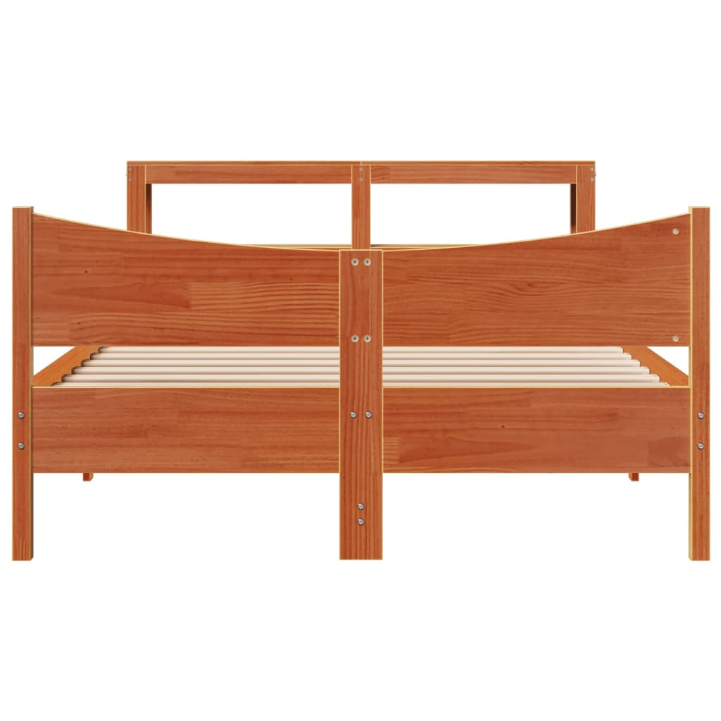 vidaXL Estructura cama con cabecero madera pino marrón cera 160x200 cm