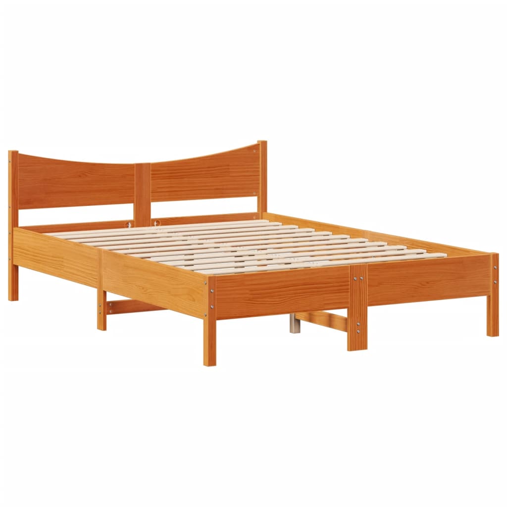 vidaXL Estructura cama con cabecero madera pino marrón cera 160x200 cm