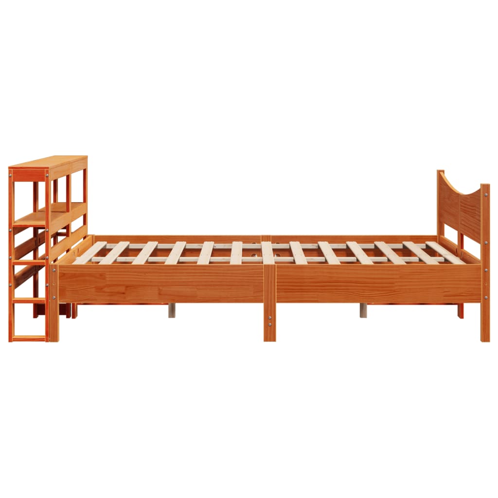 vidaXL Estructura cama con cabecero madera pino marrón cera 160x200 cm