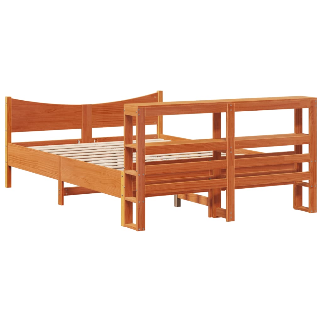 vidaXL Estructura cama con cabecero madera pino marrón cera 160x200 cm